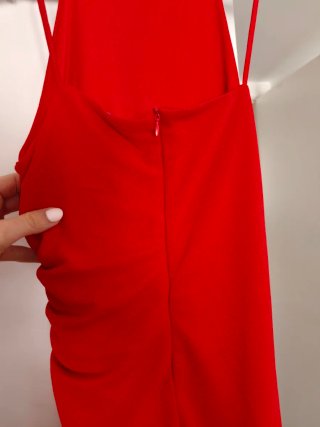 Vestido Sfera Rojo Cuello Halter Talla S