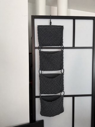 Organizador Colgante Tela Gris 4 Bolsillos