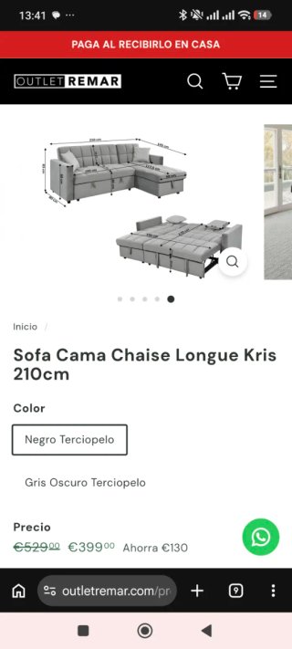 Sofá cama con arcón gris