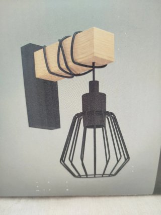 Aplique Pared Industrial Madera Metal Negro