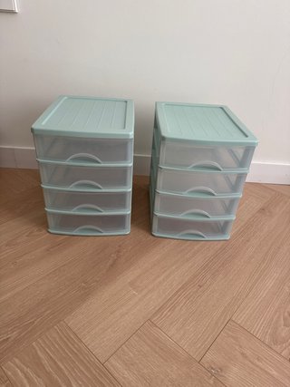 Cajonera Plástico Azul 4 Niveles