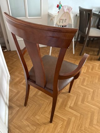 Silla de comedor de madera y cuero
