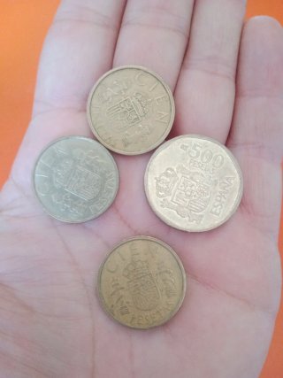 Lote 4 monedas antiguas pesetas España
