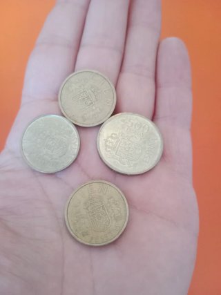Lote 4 monedas antiguas pesetas España