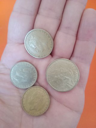 Lote 4 monedas antiguas pesetas España