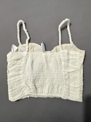 Top creme corset drapeado com alças