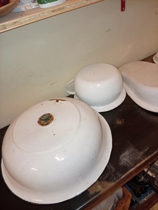 Lote de 4 piezas de loza esmaltada