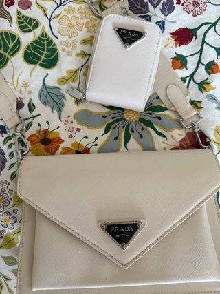 Borsa a tracolla Prada Beige/Bianco