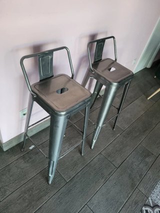 2 Sillas Altas Metálicas Estilo Industrial