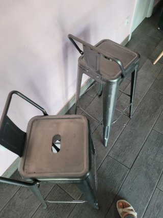 2 Sillas Altas Metálicas Estilo Industrial