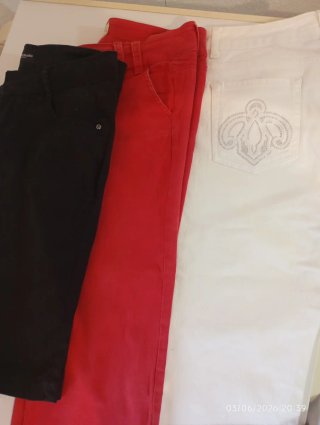 Pantalones Verano Negro, Rojo y Blanco