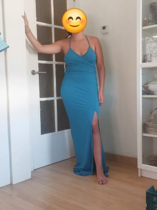 Vestido largo fiesta verde azulado talla 42