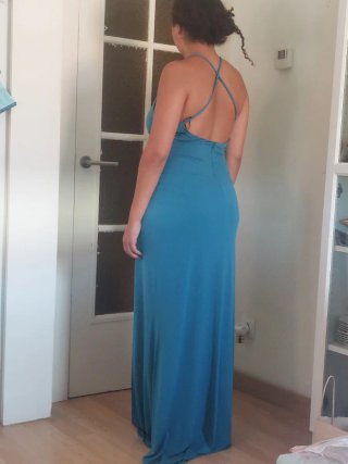 Vestido largo fiesta verde azulado talla 42