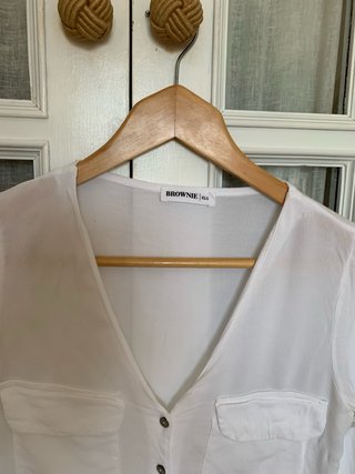 Blusa Blanca Brownie Manga Larga