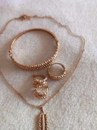 Conjunto Joyas Oro Rosa: Collar, Pulsera, Anillo,