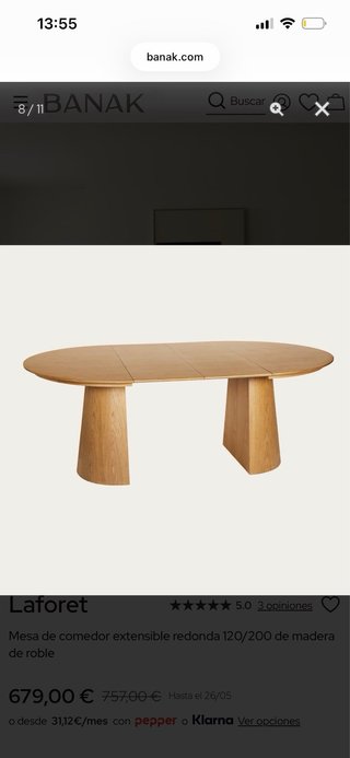 Mesa Redonda Banak Laforet Extensible 120/200cm