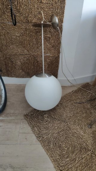 Lámpara colgante globo cristal y metal
