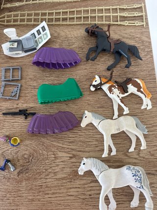 Lote Playmobil con figure, cavalli, barca, accessori