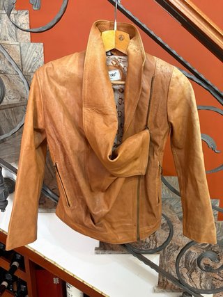 Giacca a scialle vera pelle morbida vintage chic