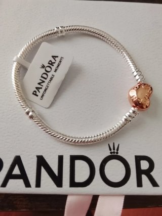 Pulsera Pandora 16cm Corazón Oro Rosa
