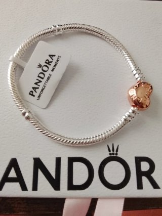 Pulsera Pandora 16cm Corazón Oro Rosa
