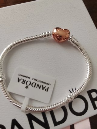 Pulsera Pandora 16cm Corazón Oro Rosa