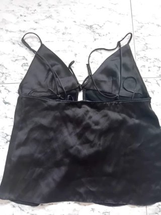 Top Zara Satén Negro Talla S