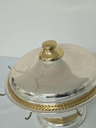 Zuppiera vintage metallo e ottone mai usata