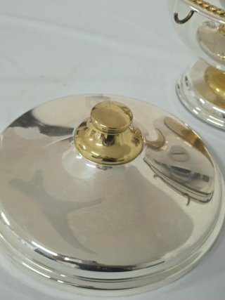 Zuppiera vintage metallo e ottone mai usata