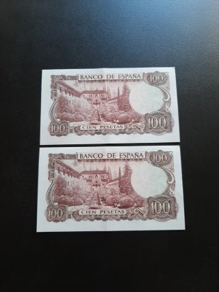 BILLETES DE 100 PESETAS DE 1970 PAREJA CORRELATIVA