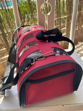 Transportín gato/perro pequeño negro-rojo A ESTREN