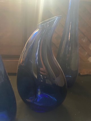 Set 4 Jarrones Cristal Azul Cobalto