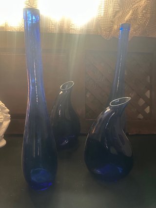 Set 4 Jarrones Cristal Azul Cobalto