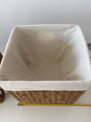 2 Cubos Mimbre Estantería Beige/Marrón
