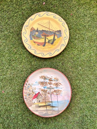 2 Platos Decorativos Pintados A Mano