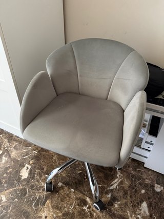 Silla de escritorio terciopelo gris y plata