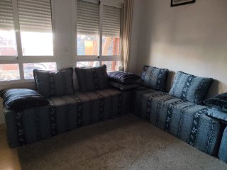 Sofá marroquí azul y gris