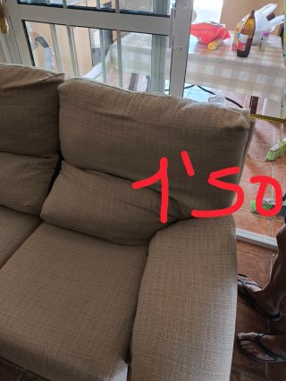 Sofá de 2 plazas tela beige/gris