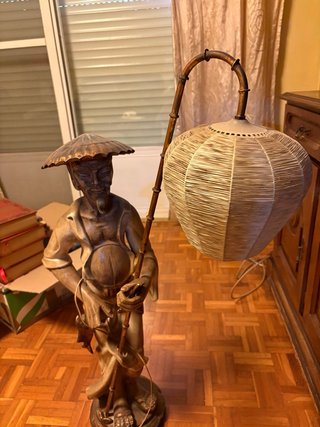 Lámpara de pie estilo chino pescador