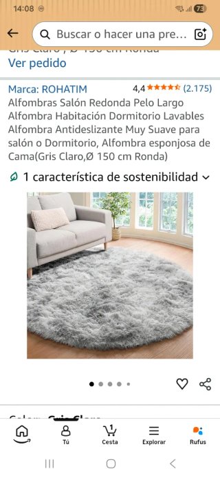 Alfombra redonda gris  1.60m