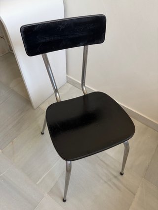 Silla Vintage Negra y Plateada