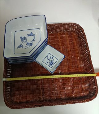 Bandejas Aperitivo Porcelana y Mimbre