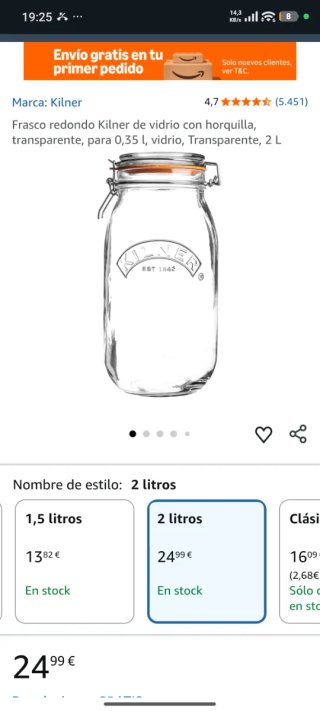 Tarro conservas cristal base cuadrada