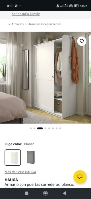 Armario HAUGA blanco puertas correderas