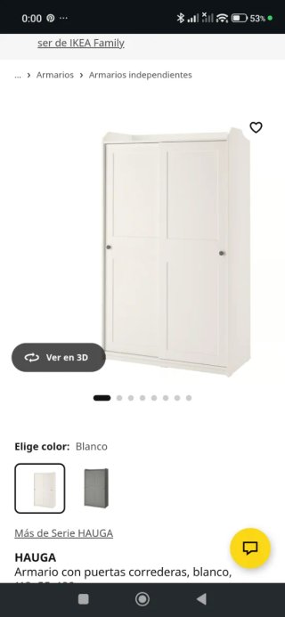 Armario HAUGA blanco puertas correderas