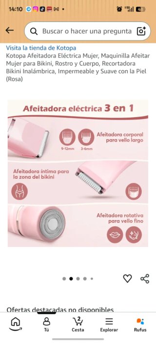 Afeitadora Eléctrica Kotopa Mujer Rosa