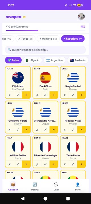 Cambio cromos Mundial 2026