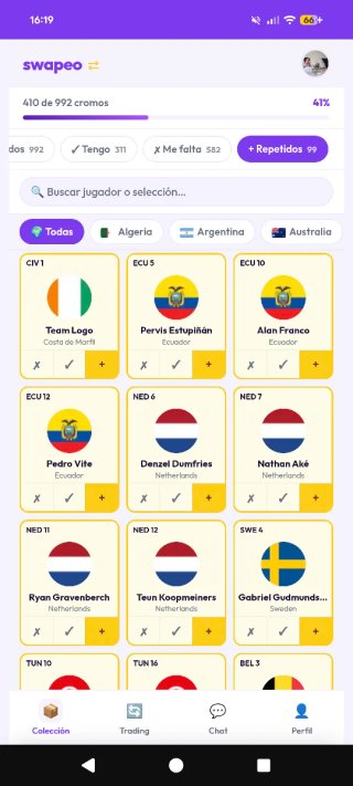 Cambio cromos Mundial 2026