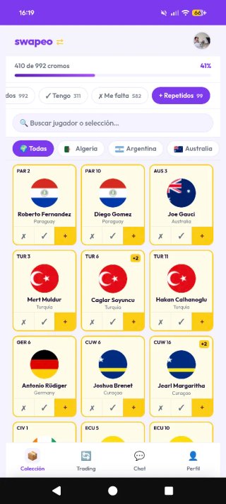Cambio cromos Mundial 2026