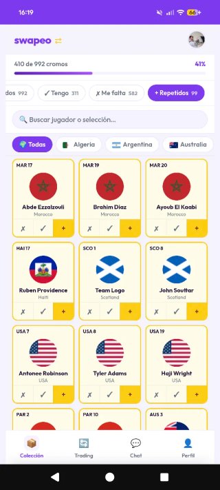 Cambio cromos Mundial 2026